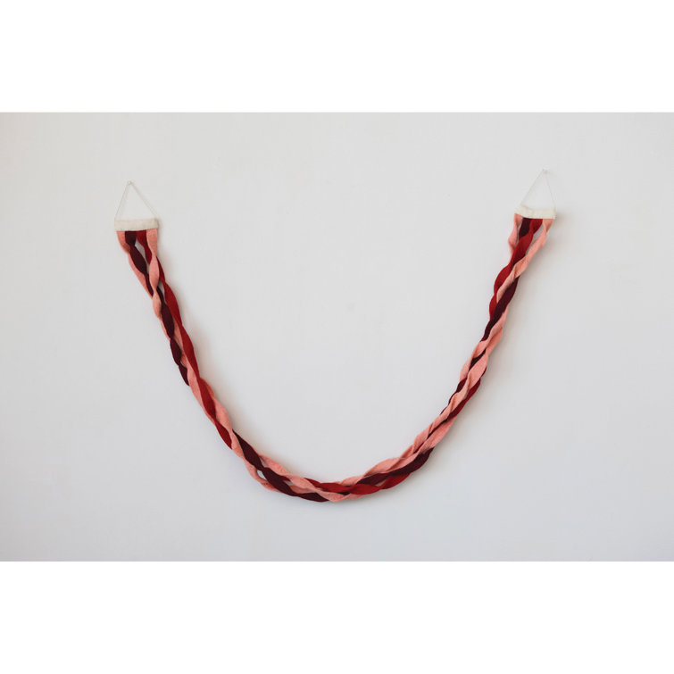 Pink and Red Wool Felt Ribbon Garland for Front Door