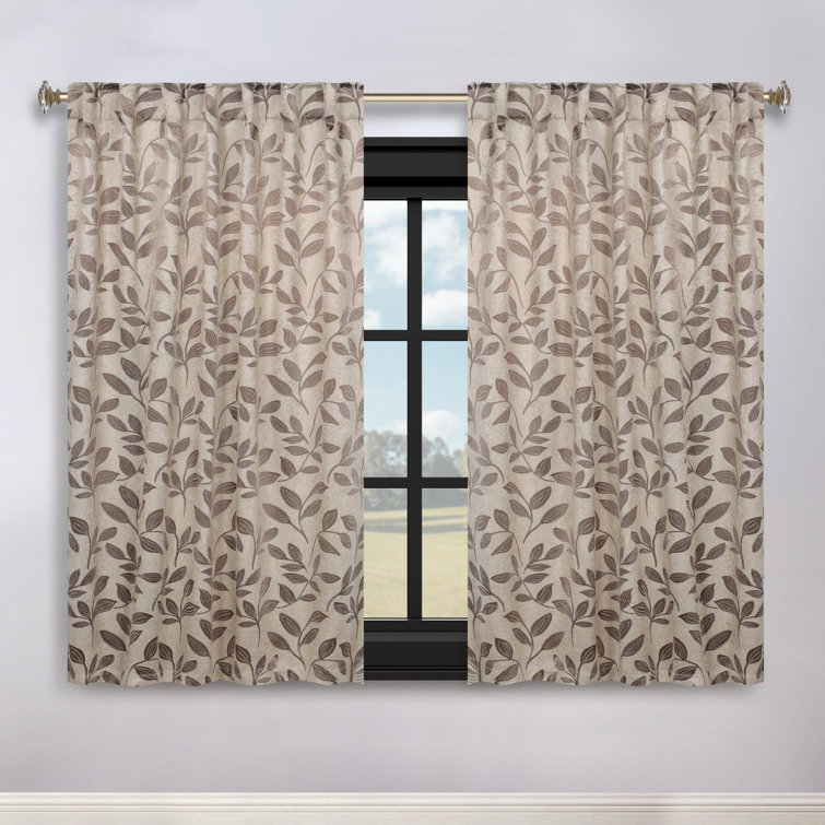 Espresso Leaves 52" x 84" Blackout Curtains with Back Tabs