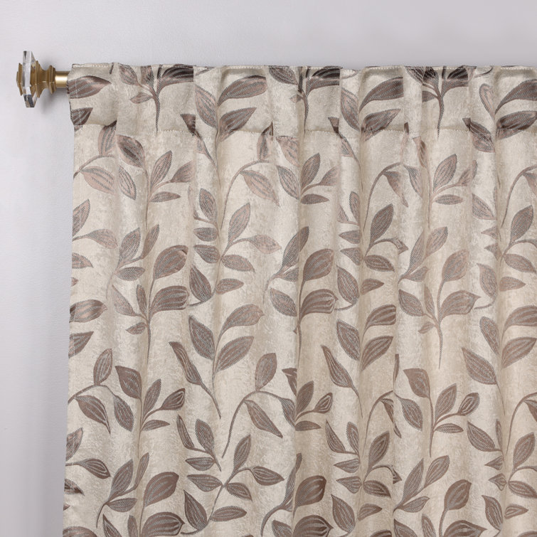 Espresso Leaves 52" x 84" Blackout Curtains with Back Tabs