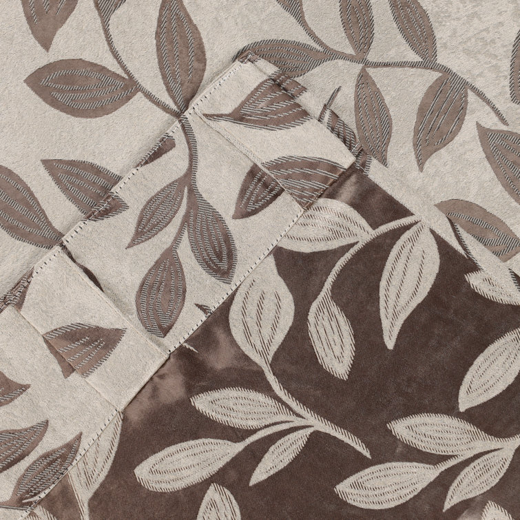 Espresso Leaves 52" x 84" Blackout Curtains with Back Tabs