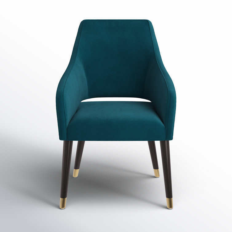 Vivianne Timeless Teal Tufted Upholstered Armchair with Poplar Wood Legs