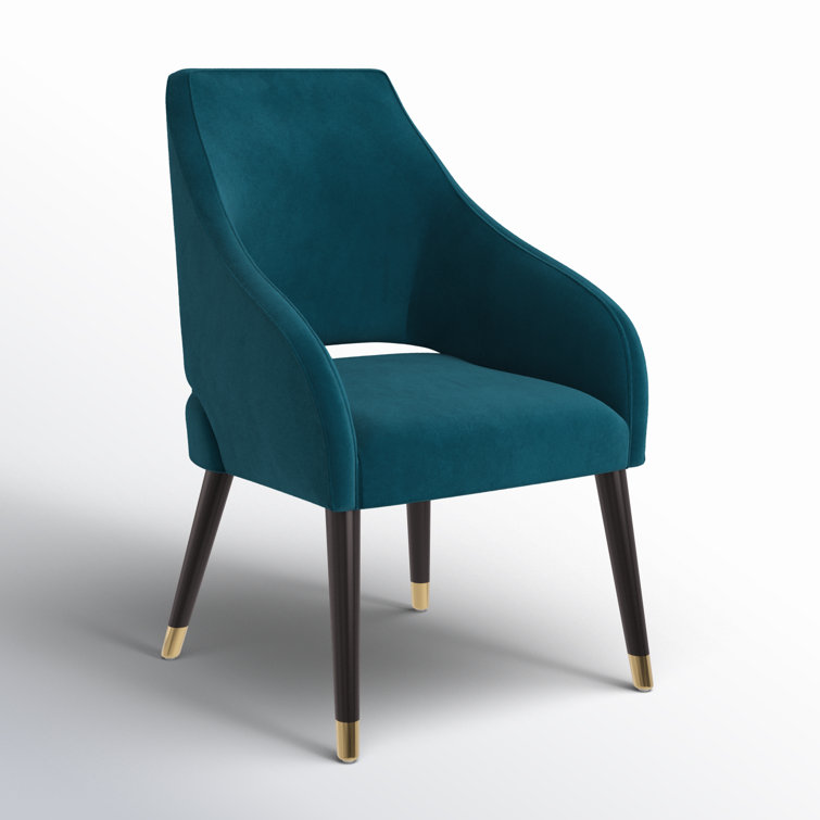 Vivianne Timeless Teal Tufted Upholstered Armchair with Poplar Wood Legs