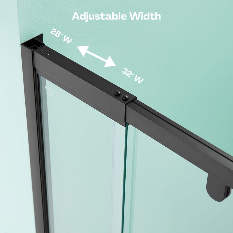 Black Framed Pivot Shower Door with Clear Glass
