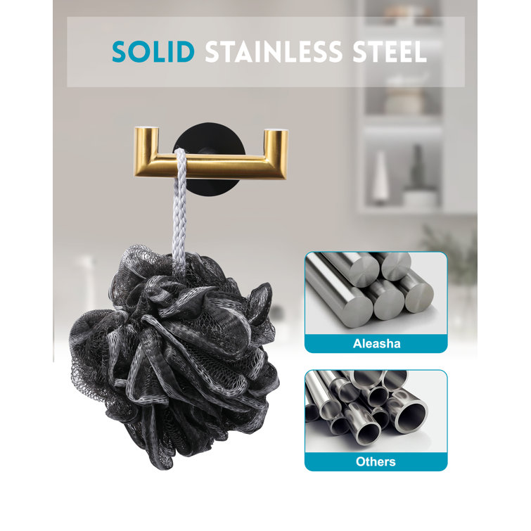 Black and Brushed Gold Stainless Steel Double Towel Hook