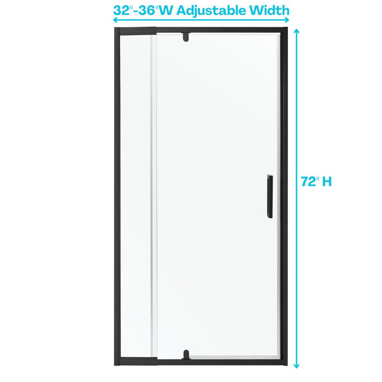 Matte Black 36'' x 72'' Pivot Shower Door with Clear Glass