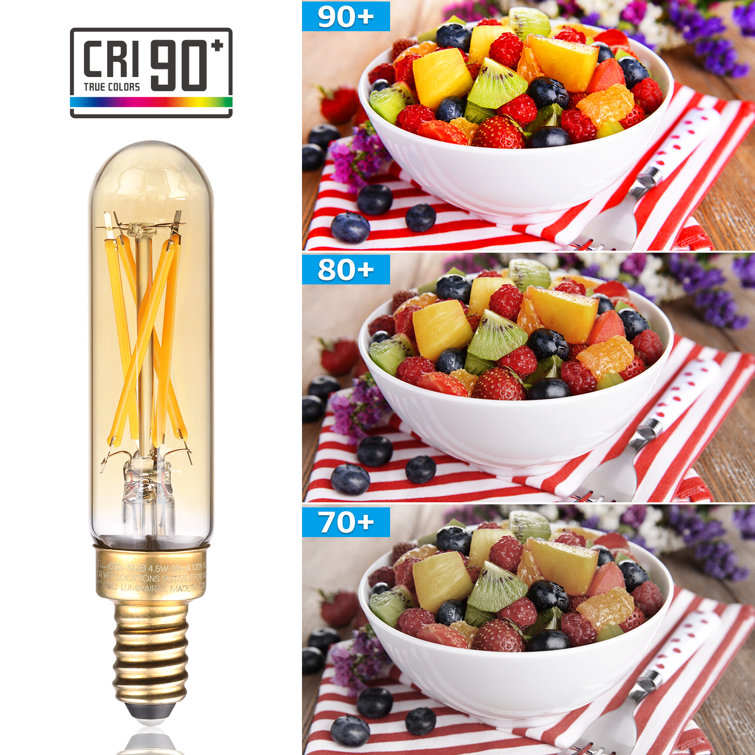 Amber Glass Dimmable LED Edison Bulbs, 4.5W, E12 Base