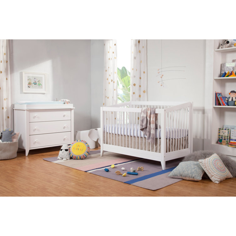 Sprout White 4-in-1 Convertible Crib with Tapered Feet