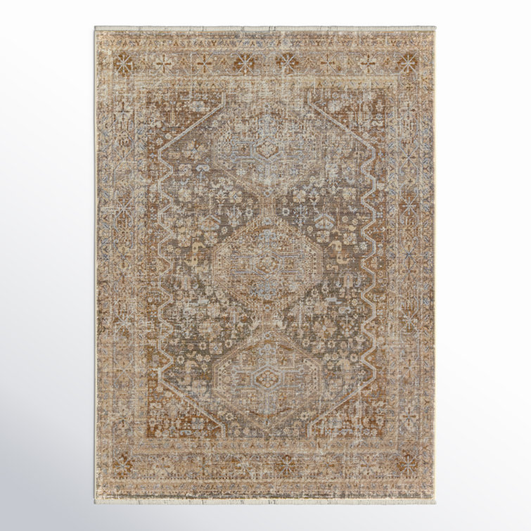 Clemente Blue and Tan Medallion Synthetic Rug 10' x 14'