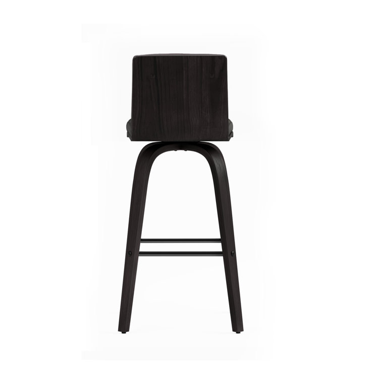 Hiram Black and Gray Solid Wood Swivel Bar Stool