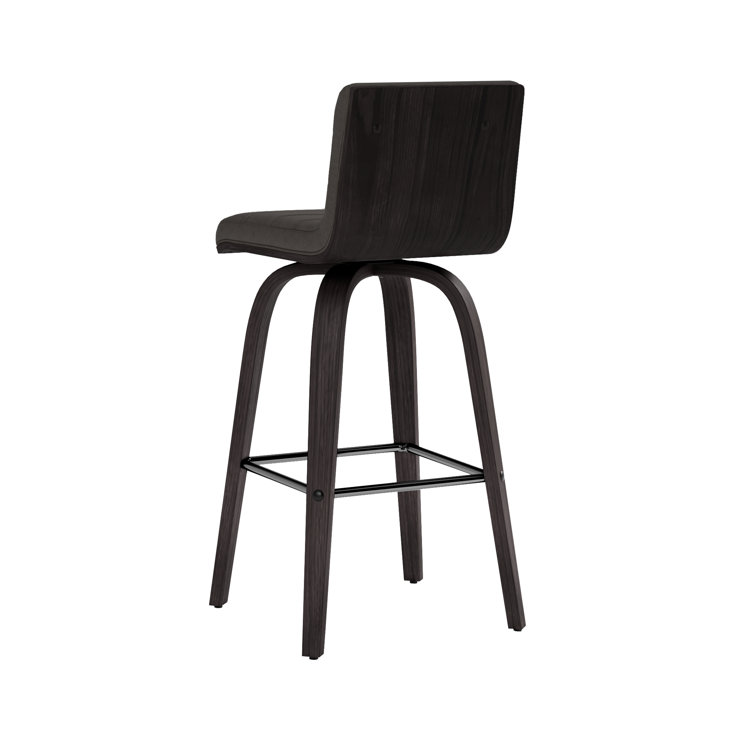 Hiram Black and Gray Solid Wood Swivel Bar Stool