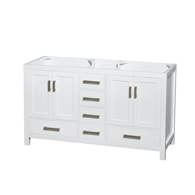 White Freestanding Double Vanity with Brushed Chrome Trim