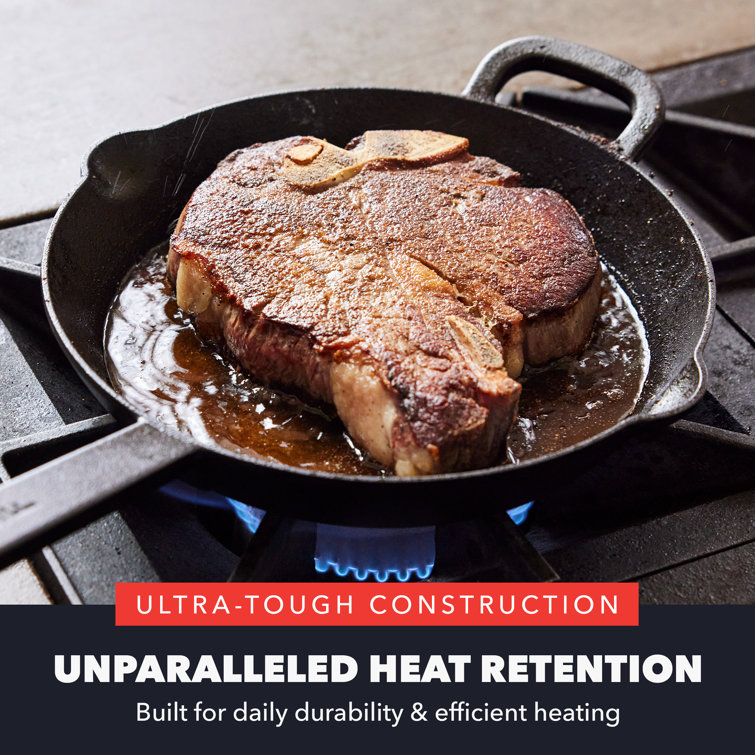 Black 12" Cast Iron Skillet with Helper Handle