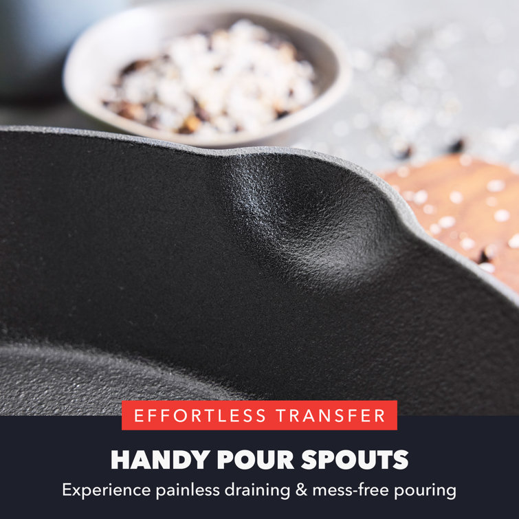 Black 12" Cast Iron Skillet with Helper Handle