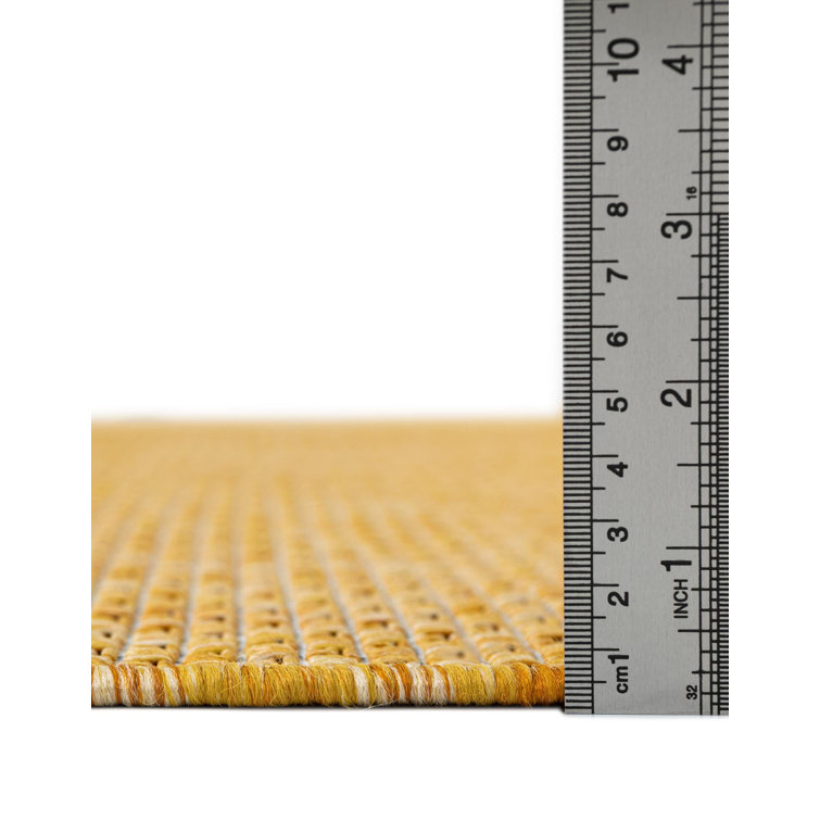 Corn Harvest Yellow Flat Woven Outdoor Synthetic Rug 4' x 6'