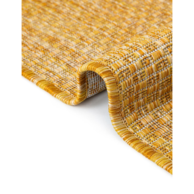 Corn Harvest Yellow Flat Woven Outdoor Synthetic Rug 4' x 6'