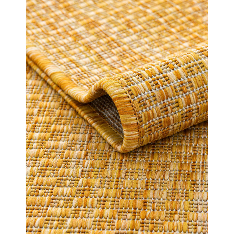 Corn Harvest Yellow Flat Woven Outdoor Synthetic Rug 4' x 6'