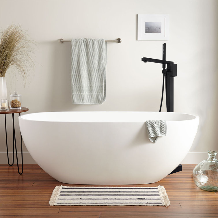 Matte Black Stainless Steel Freestanding Tub Faucet with Hand Shower