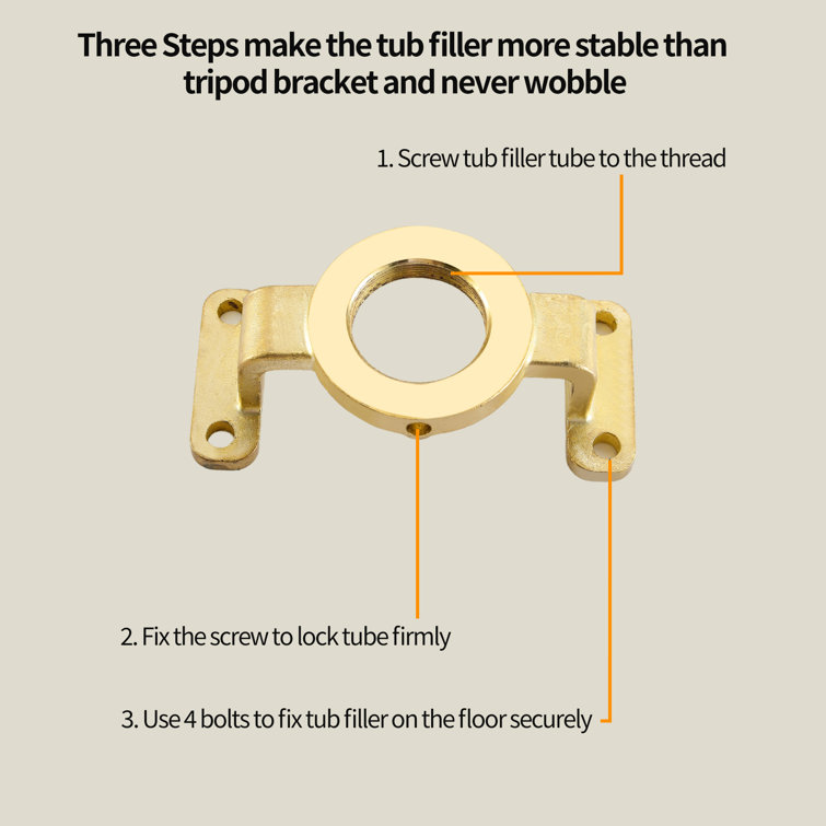Brushed Gold Freestanding Tub Filler Faucet with Handheld Shower