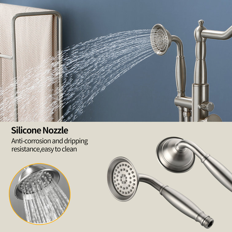 Brushed Nickel Freestanding Tub Faucet with Hand Shower