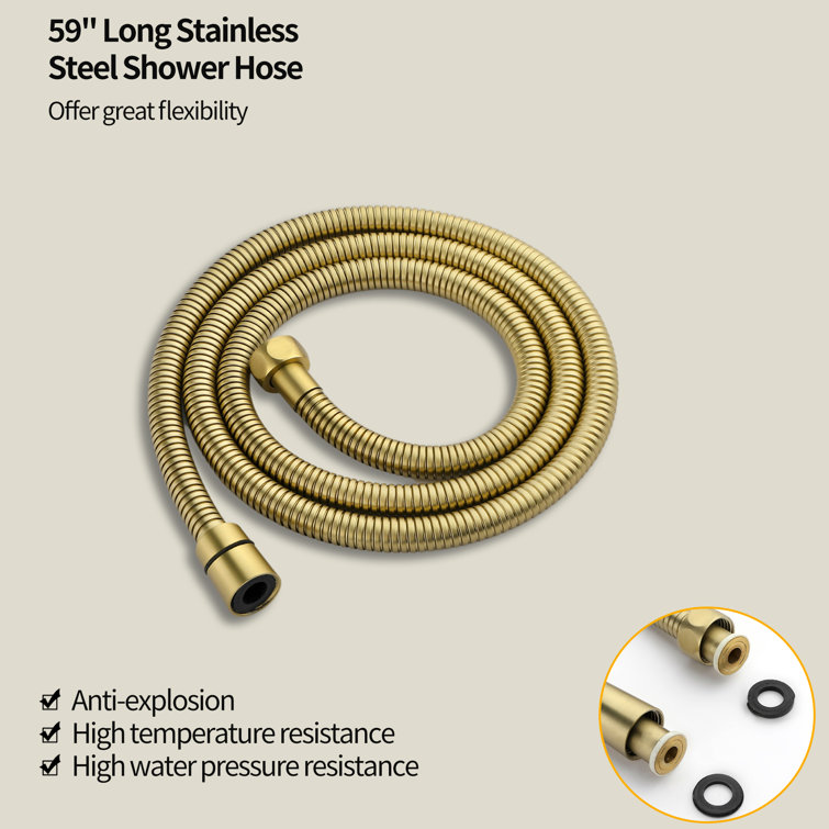 Brushed Gold Freestanding Tub Filler Faucet with Handheld Shower