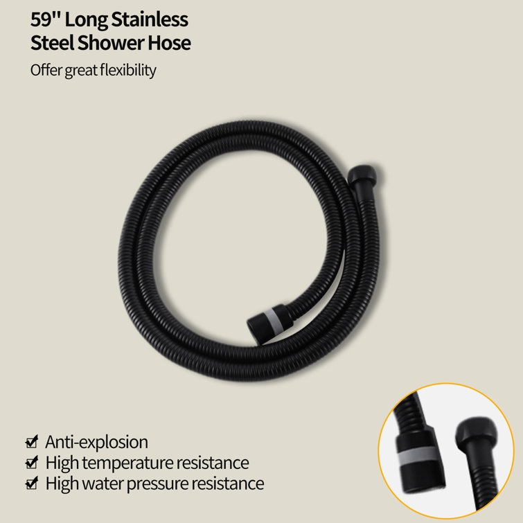 Matte Black Stainless Steel Freestanding Tub Faucet with Hand Shower