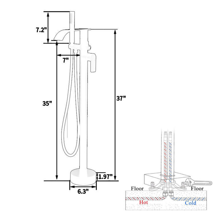 Brushed Nickel Freestanding Tub Filler with Hand Shower