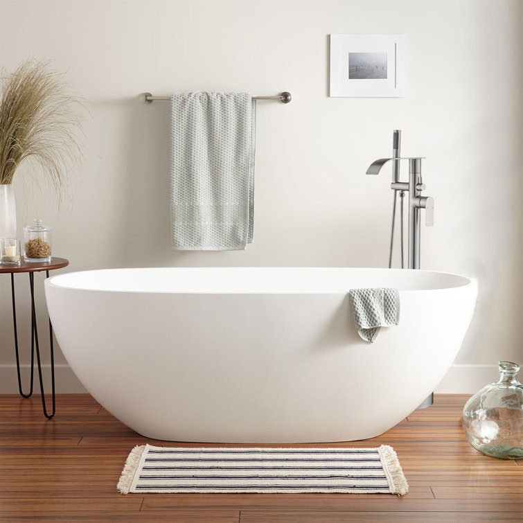Brushed Nickel Freestanding Tub Filler with Hand Shower
