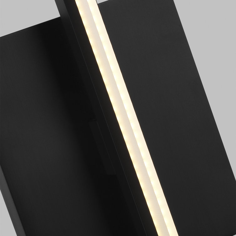 Slim Vertical Matte Black LED Wall Sconce with Acrylic Shade