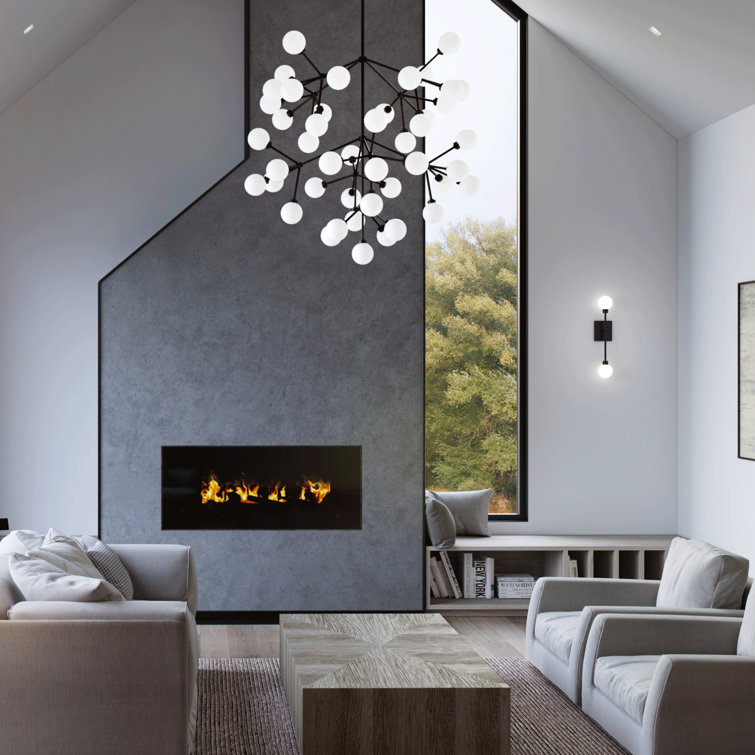 Mara Matte Black LED Wall Sconce with Frosted Glass Orbs