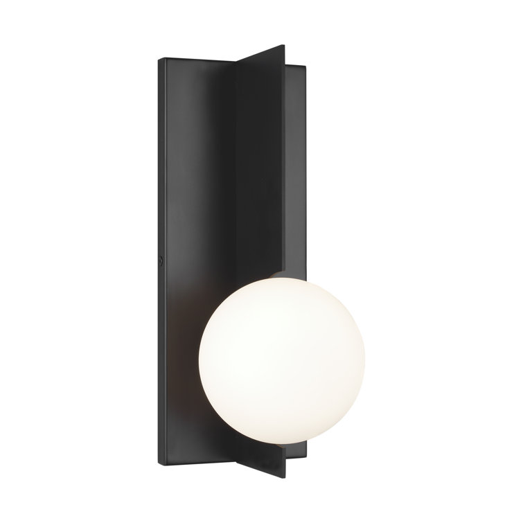 Orbel Geometric Matte Black Wall Sconce with Frosted Glass Shade