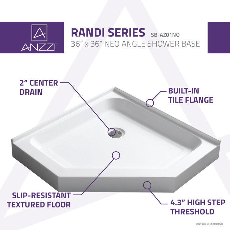 Randi 36'' White Acrylic Neo-Angle Shower Base