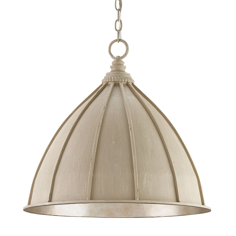Fenchurch Oyster Cream and Silver Leaf 1-Light Bowl Pendant