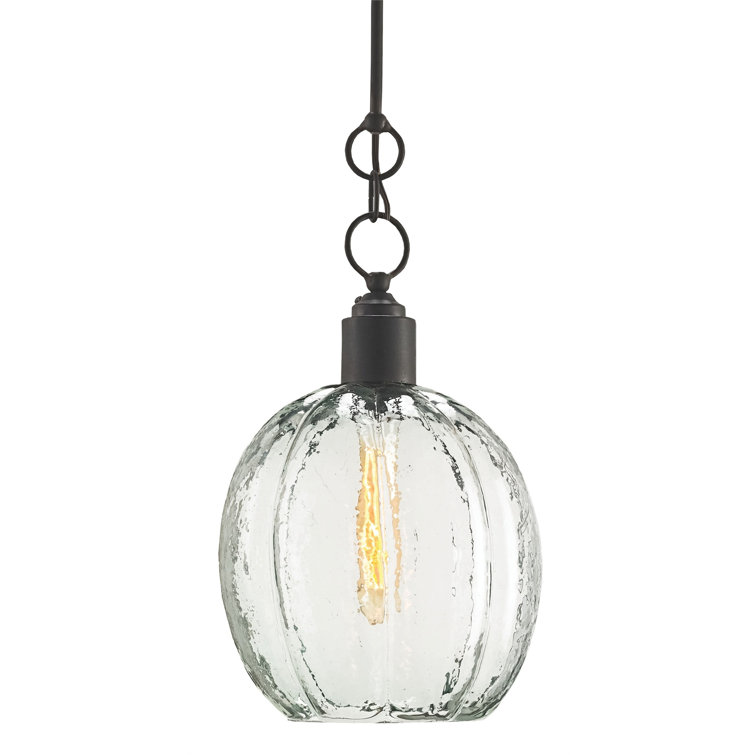 Aquaterra Old-Iron Finish 16'' Recycled Glass Globe Pendant