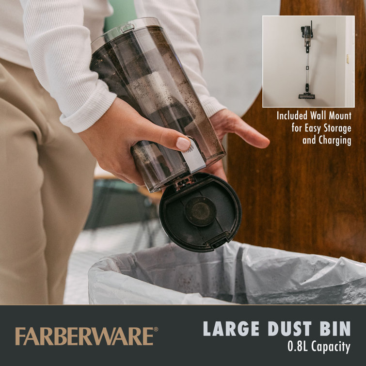 Farberware Cordless Elite Stick Vacuum Cleaner, Powerful Suction With 3 Speeds For Carpet And Hard Floors, Converts To Handheld Vacuum, Led Screen