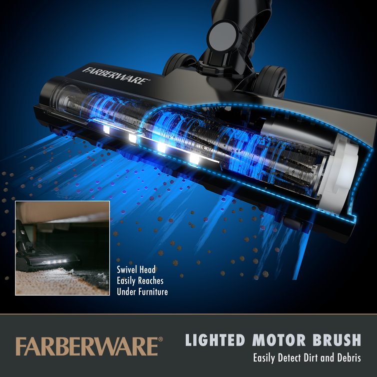 Farberware Cordless Elite Stick Vacuum Cleaner, Powerful Suction With 3 Speeds For Carpet And Hard Floors, Converts To Handheld Vacuum, Led Screen