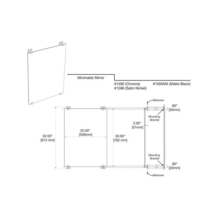 Elevate Minimalist Chrome Frameless Rectangular Vanity Mirror 22"x32"