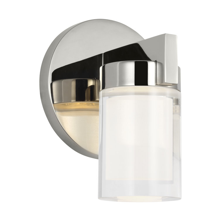 Polished Nickel Crystal Shade Dimmable LED Sconce