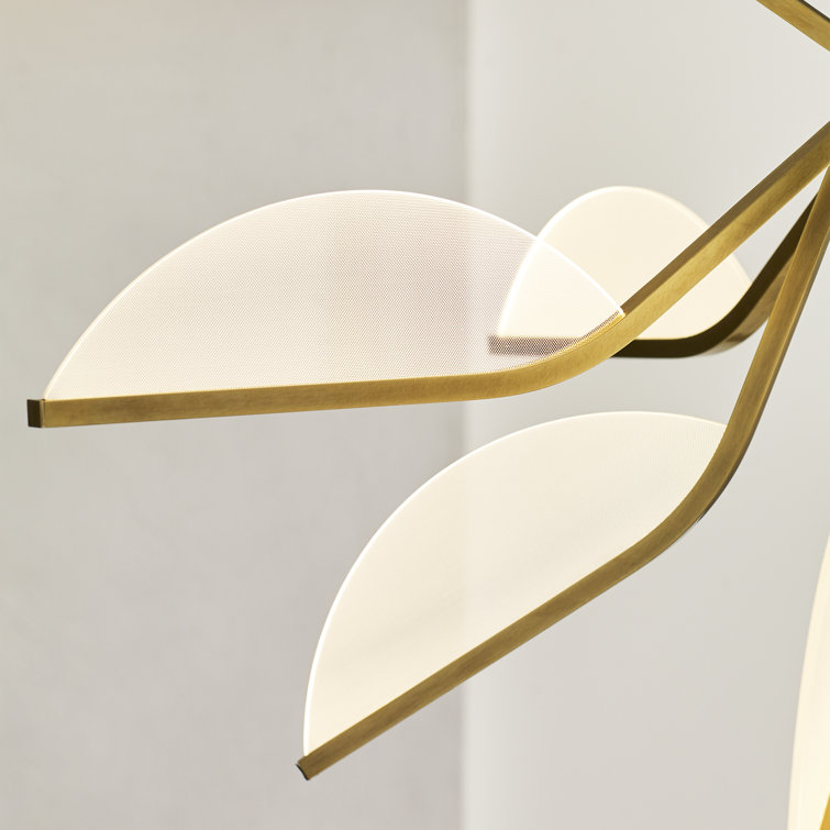 Natural Brass Globe LED Chandelier with Petal Shades