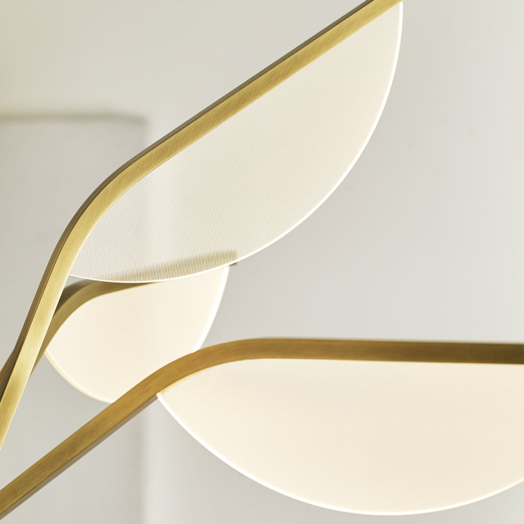 Natural Brass Globe LED Chandelier with Petal Shades