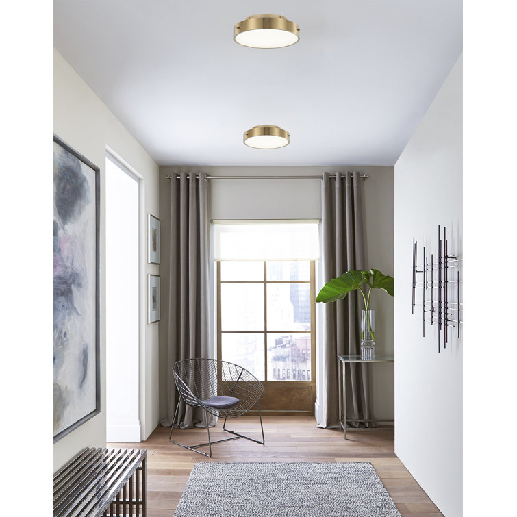 Bethel 12" Square Brass LED Flush Mount with Beaded Acrylic Diffuser