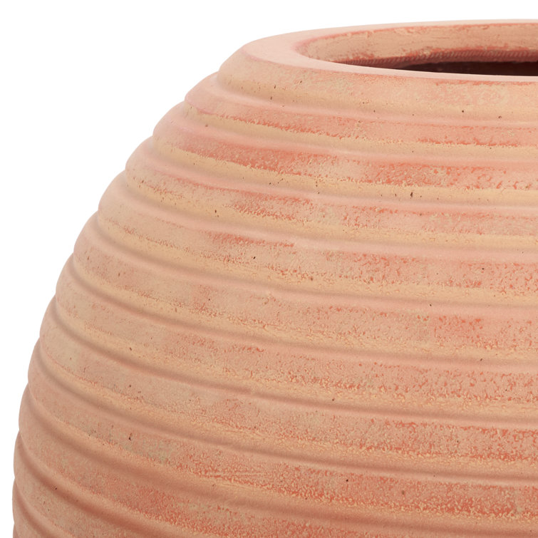 Terracotta Ribbed Round Ficonstone and Cement Planter Pot