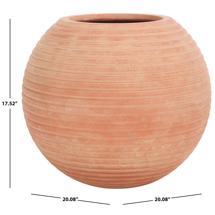 Terracotta Ribbed Round Ficonstone and Cement Planter Pot