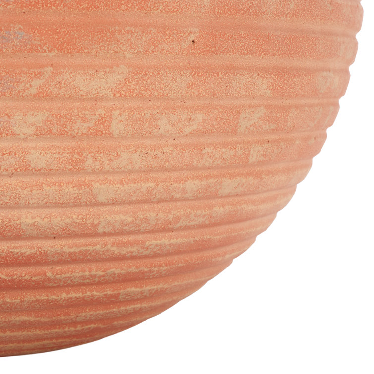 Terracotta Ribbed Round Ficonstone and Cement Planter Pot