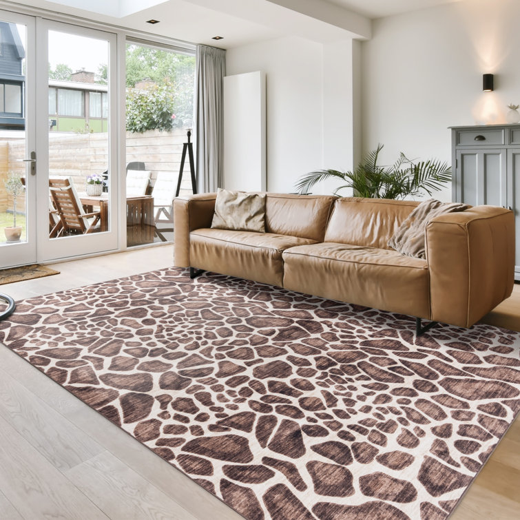 Gavin Brown and Ivory Polyester Animal Print 8' x 10' Area Rug