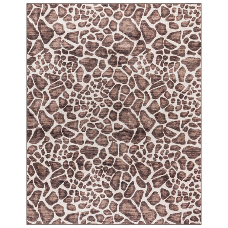 Gavin Brown and Ivory Polyester Animal Print 8' x 10' Area Rug