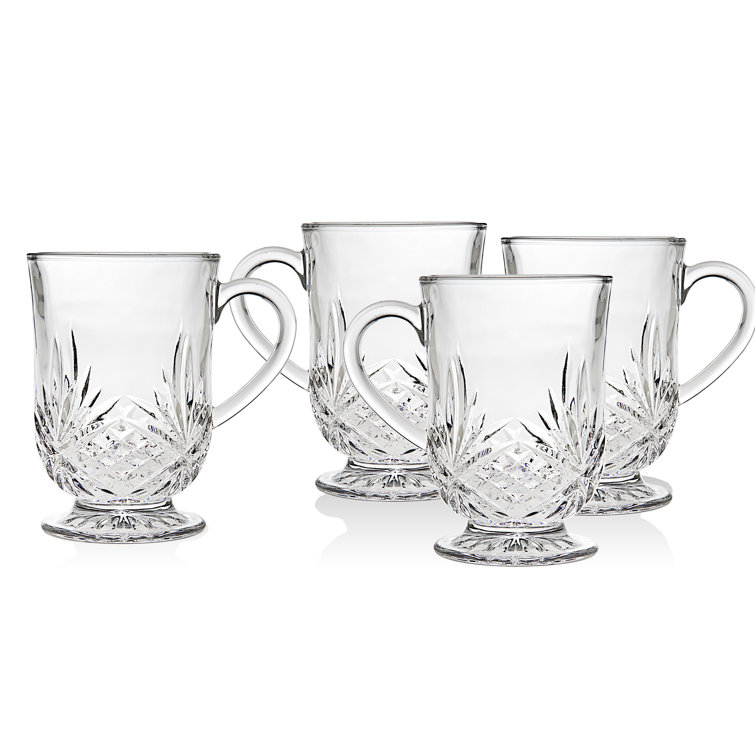 Dublin Crystal Footed Coffee Mugs Set of 4