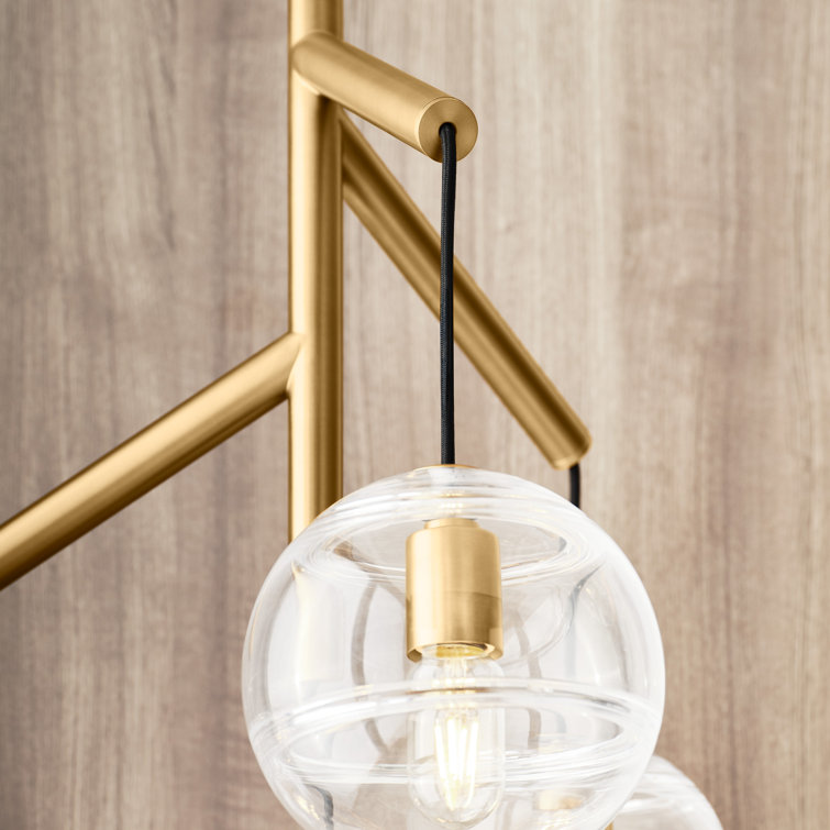 Sedona Aged Brass 4-Light LED Chandelier with Clear Glass Globe