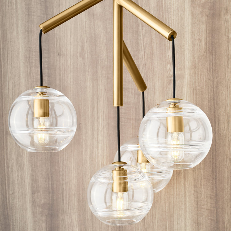 Sedona Aged Brass 4-Light LED Chandelier with Clear Glass Globe