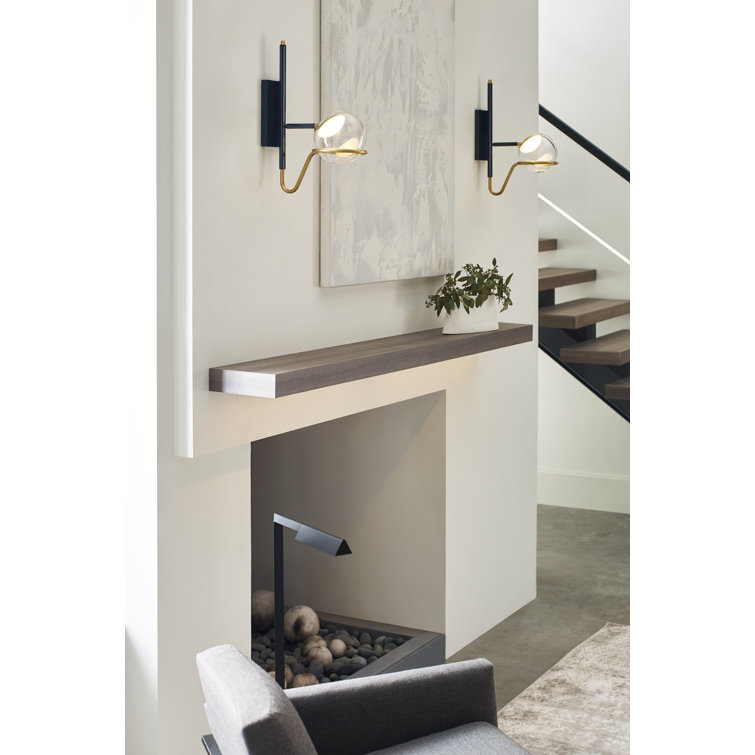 Crosby Medium Dimmable LED Wall Sconce in Glossy Black and Natural Brass