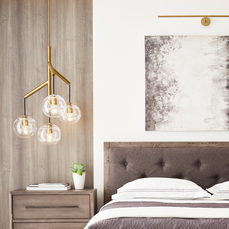 Sedona Aged Brass 4-Light LED Chandelier with Clear Glass Globe